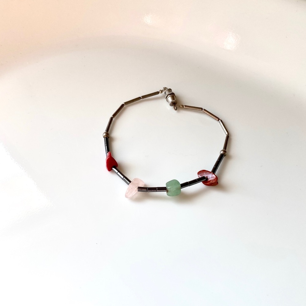 Metallic & Stone Beaded Bracelet